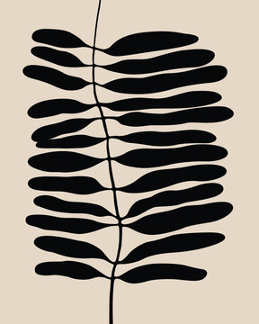 black and beige abstract botanical wall art print