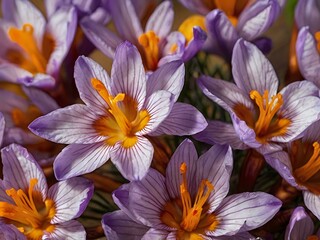 Fototapeta premium Saffron flower photographed in the garden in the house during the day with good lighting. beautiful purple flowers