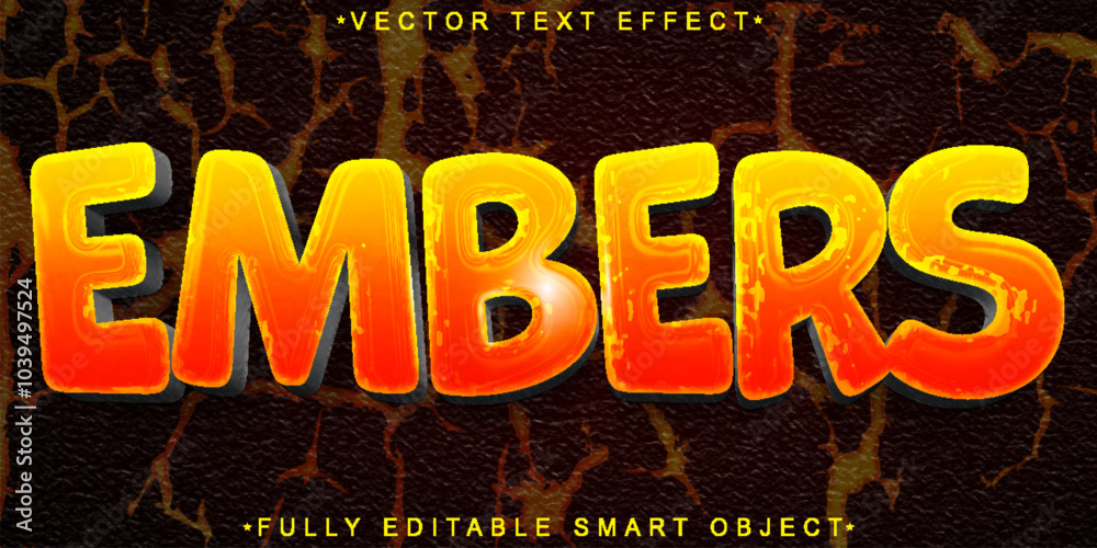 Poster embers vector fully editable smart object text effect