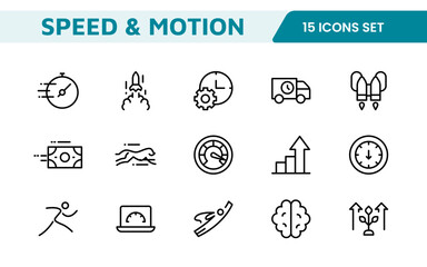 Running & Speed Icon Set. Dynamic icons capturing the essence of motion, sprinting, and velocity for fitness apps, sports branding, and training materials.