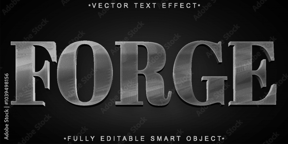 Poster silver forge vector fully editable smart object text effect