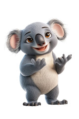 A 3D cartoon character of a koala bear, isolate on white background, perfect for cheerful designs. cutout png