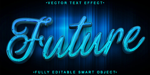 Dark Blue Future Vector Fully Editable Smart Object Text Effect