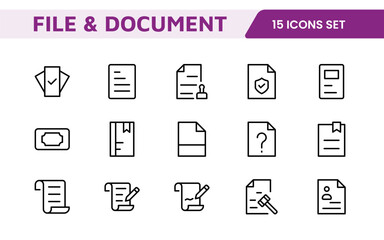 Document Management Icon Set. Streamlined icons for organizing, storing, and sharing files, perfect for productivity apps, cloud storage, and business workflows.