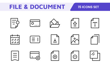 Document Management Icon Set. Streamlined icons for organizing, storing, and sharing files, perfect for productivity apps, cloud storage, and business workflows.