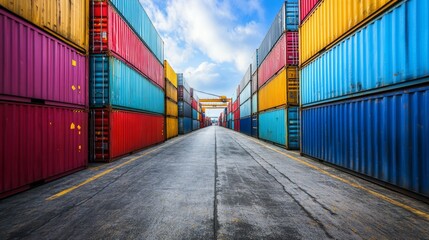 Stacked Containers in a Busy Urban Terminal