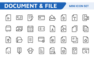 Document Management Icon Set. Streamlined icons for organizing, storing, and sharing files, perfect for productivity apps, cloud storage, and business workflows.