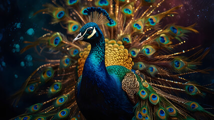 Obraz premium peacock in front of a background, ai generated