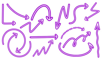 Abstract Hand-Drawn Arrow Set in Purple for Creative Designs and Presentations.eps