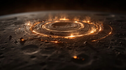 Fototapeta premium mesmerizing swirling vortex of glowing energy on distant celestial body, showcasing intricate textures and dramatic interplay of light and shadow