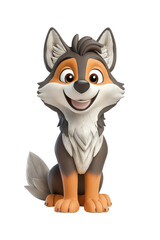 Obraz premium A playful 3D cartoon character of a wolf, isolate on white background. cutout png