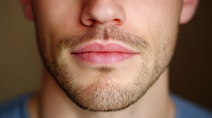 Obraz premium A close-up of a man brushing his teeth, toothbrush in mouth
