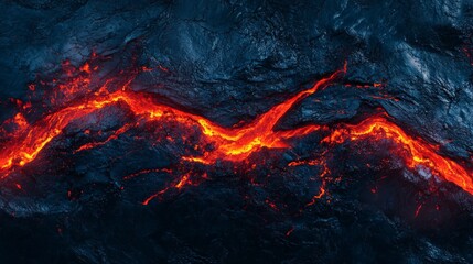 view of hot red magma flowing on dark mountainous surface at night time