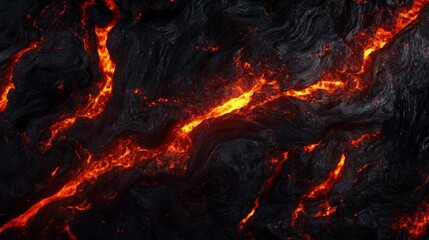 view of hot red magma flowing on dark mountainous surface at night time