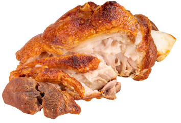 German Pork Knuckl on white background or Crispy German Pork Knuckle isolate on white PNG File.