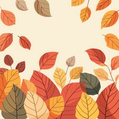 autumn leaves background flat illustration.