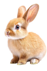 Obraz premium A baby rabbit, isolate on white background, with soft fur and an innocent expression. cutout png