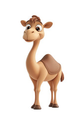 Obraz premium A 3D cartoon camel character, isolate on white background, adding a whimsical touch. cutout png