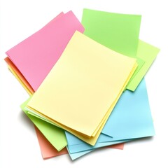 A colorful stack of assorted sticky notes in various pastel shades.