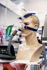 Breathing mask on the patient. Technology in the treatment of respiratory failure for the treatment...