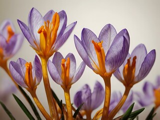 Fototapeta premium Saffron flower photographed in the garden in the house during the day with good lighting. beautiful purple flowers