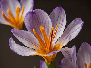 Fototapeta premium Saffron flower photographed in the garden in the house during the day with good lighting. beautiful purple flowers