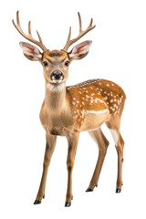 Fototapeta premium A deer standing upright, isolate on white background, showcasing its graceful posture and alert demeanor. cutout png