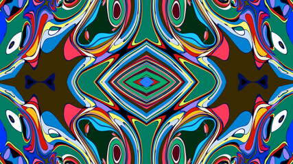 Abstract colorful psychedelic mandala kaleidoscope background pattern for a summer music festival