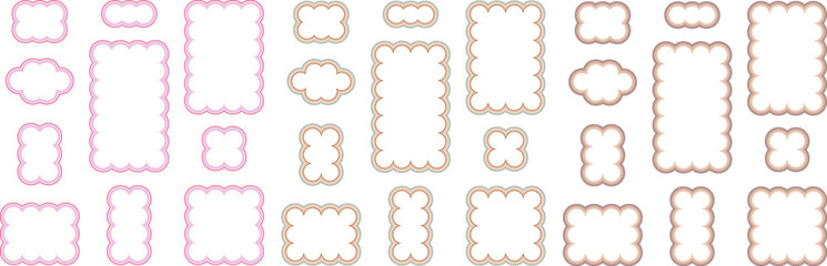 Collection y2k geometric groovy frames with border wavy lines
