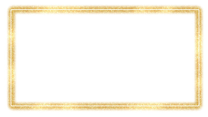 ゴールドフレーム　素材　飾り　枠　飾り罫　囲み　キラキラ　グリッター　ラメ　高級感　エレガント　クラシック　アンティーク　おしゃれ　シンプル　光る　見出し　タイトル　キャンペーン　四角　白背景　白バック　透過　16:9