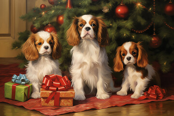 Cavalier King Charles Spaniel Christmas card 