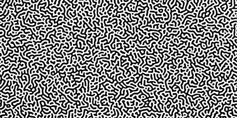 Organic seamless patterns with rounded lines Diffusion reaction background. Monochrome background of natural organic forms motion. Overlay template abstract Turing organic wallpaper background.