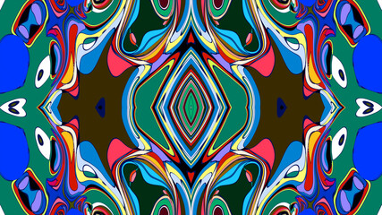 Abstract colorful psychedelic mandala kaleidoscope background pattern for a summer music festival