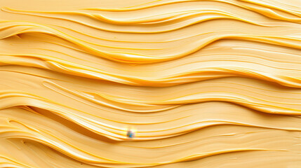 Obraz premium Creamy texture, smooth waves, and warm yellow tones create inviting and vibrant background. This abstract image evokes sense of warmth and richness, perfect for various creative projects