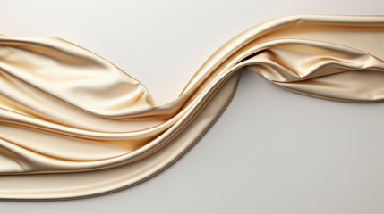Obraz premium Luxurious gold fabric draped elegantly, showcasing soft waves and smooth texture. shimmering surface adds touch of sophistication and warmth to any design