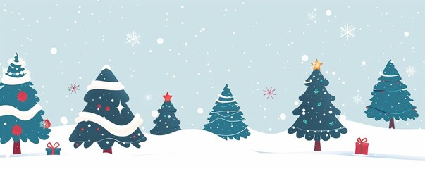 Christmas background with tree and snow illustration.