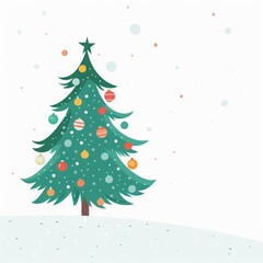 Christmas tree on white background illustration.