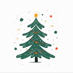 Christmas tree on white background illustration.