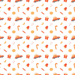 Seamless christmas pattern. New year background. Colored illustration with christmas icons