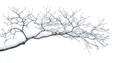Isolated branches of a snow tree on white background