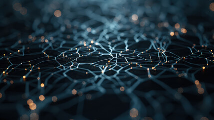 Obraz premium mesmerizing abstract representation of network composed of glowing points and interconnected lines, creating sense of depth and complexity. intricate design evokes feelings of innovation and