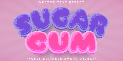 Cute Sugar Gum Vector Fully Editable Smart Object Text Effect