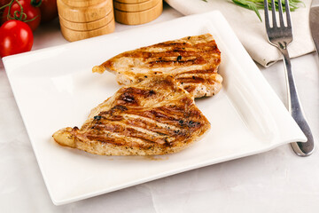 Grilled pork steak with sauce