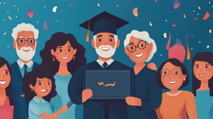 Obraz premium Family Celebrating Multigenerational Graduation Event
