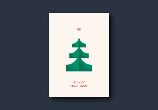 Christmas Card Template with Artistic Tree