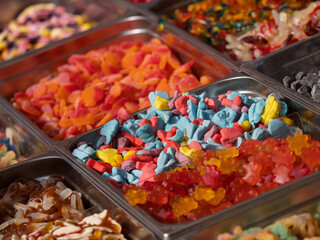 plenty candy at market in the town of la spezia