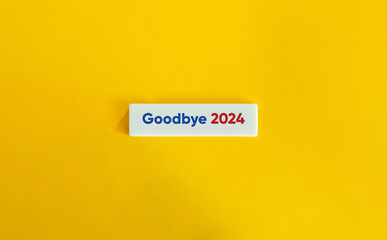 Goodbye 2024 Banner. Greetings, Motivational Phrase, Positive Emotion, Slogan, or Quote. Blue and...
