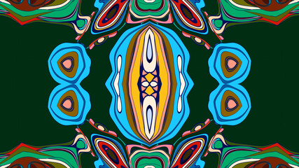 Abstract colorful psychedelic mandala kaleidoscope background pattern for a summer music festival