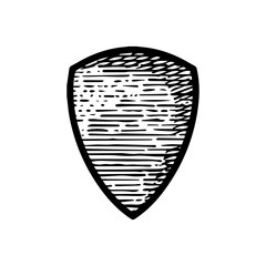 Hand Drawn shield medieval icon vector illustration isolated on white background