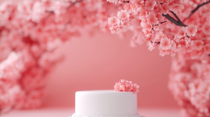 pink floral wedding cake